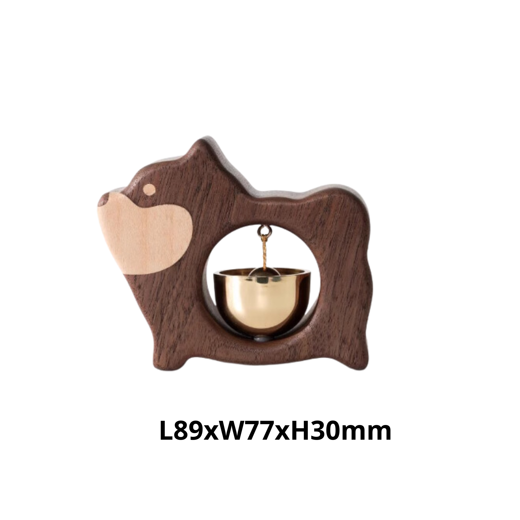 Handmade Dog-Shaped Wooden Doorbell – Black Walnut & Brass Wind Chime - Image 5