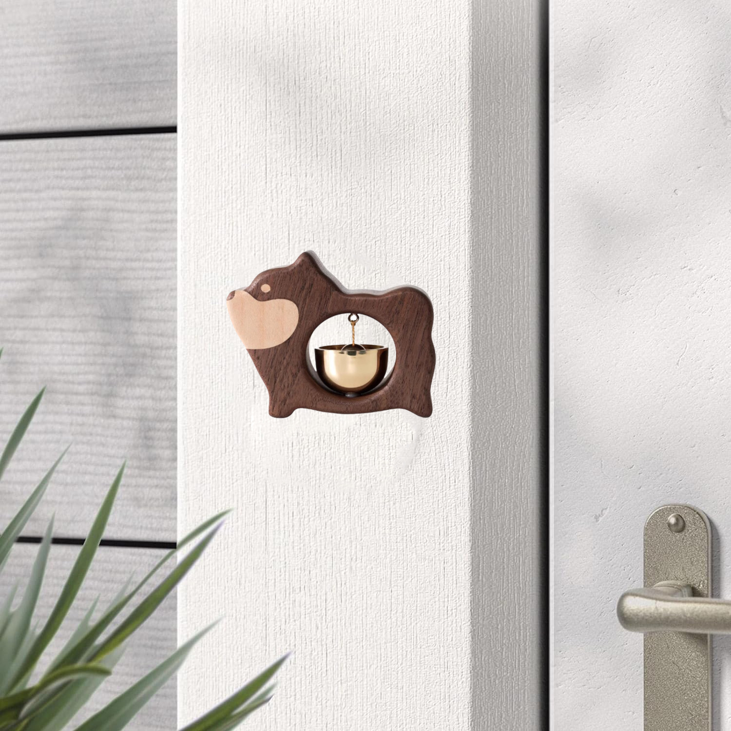 Handmade Dog-Shaped Wooden Doorbell – Black Walnut & Brass Wind Chime - Image 10