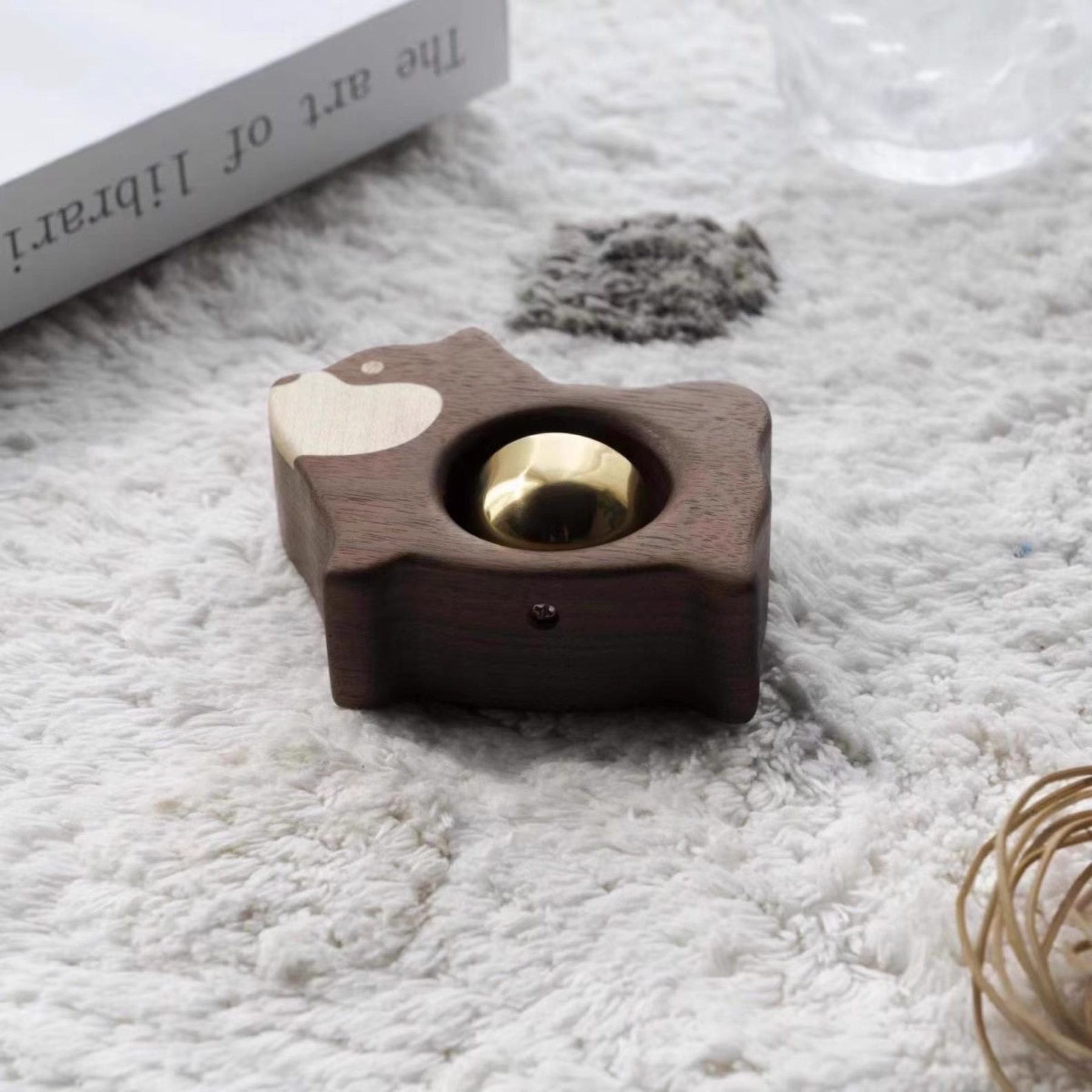 Handmade Dog-Shaped Wooden Doorbell – Black Walnut & Brass Wind Chime - Image 9