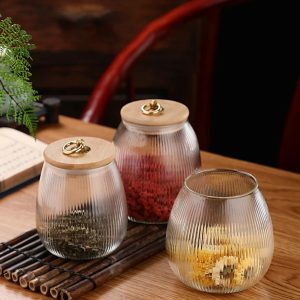 950ml Glass Storage Jar with Wooden Lid – Elegant & Practical Kitchen Canister