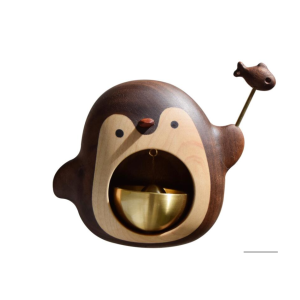 Penguin Wooden Doorbell – Handmade Black Walnut & Brass Wind Chime