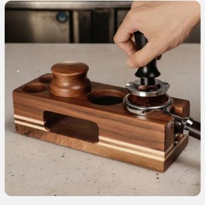 Wooden Coffee Tamping Station – Espresso Tamper Holder & Filter Stand