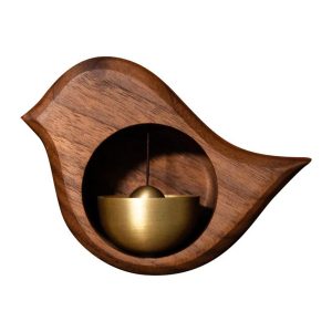 Handmade Wood Doorbell Bird Bell Pendant – Elegant Entrance Chime with Relaxing Sound
